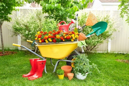 Safe garden maintenance work carried out by professional gardeners